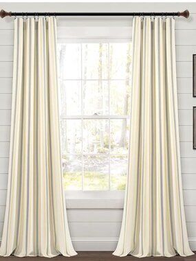 Lush Decor Farmhouse Stripe Yarn Dyed Curtain Pair NEW 42 x 95 in